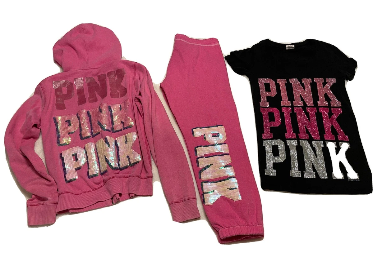 Rare vintage victorias secret pink sequin tracksuit set small