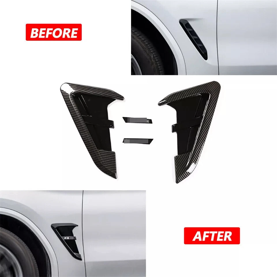 Real Carbon Fiber Replacement Side Air Vents Fit For 2018-2021 BMW X3 X4 G01 G02 - Image 2 of 4