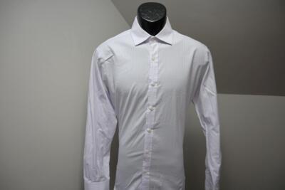 T.M. Lewin Dress Shirt Luxury Slim Fit Striped Mens Sz Large Size 16-35