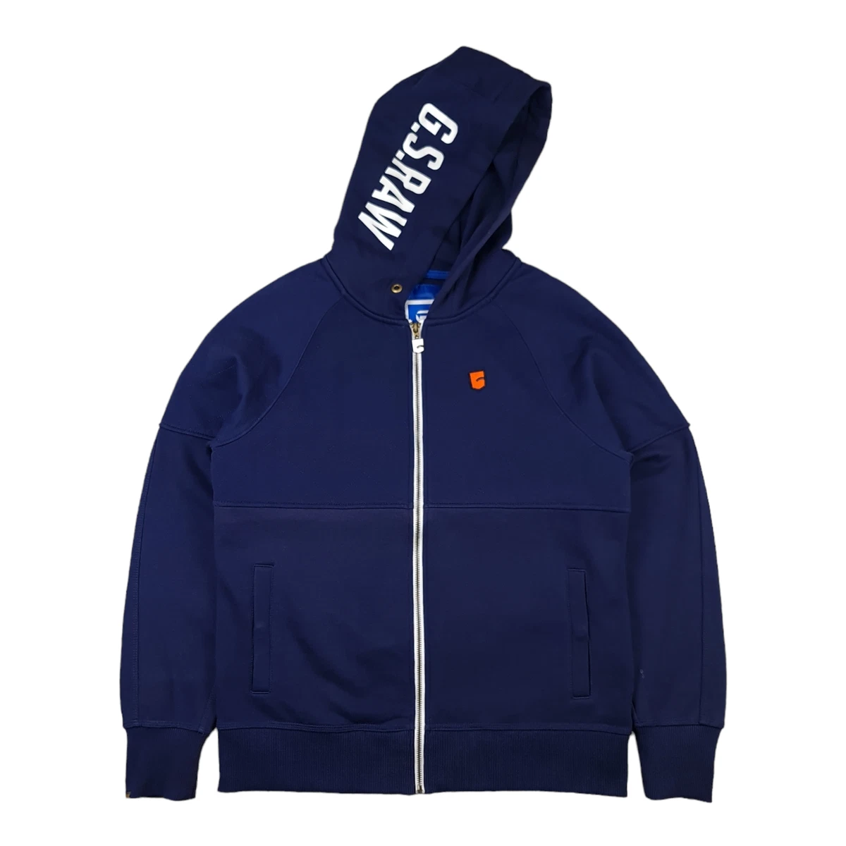 G Star Raw Full Zip Hoodie Jumper Navy Blue Mens Size Medium Large