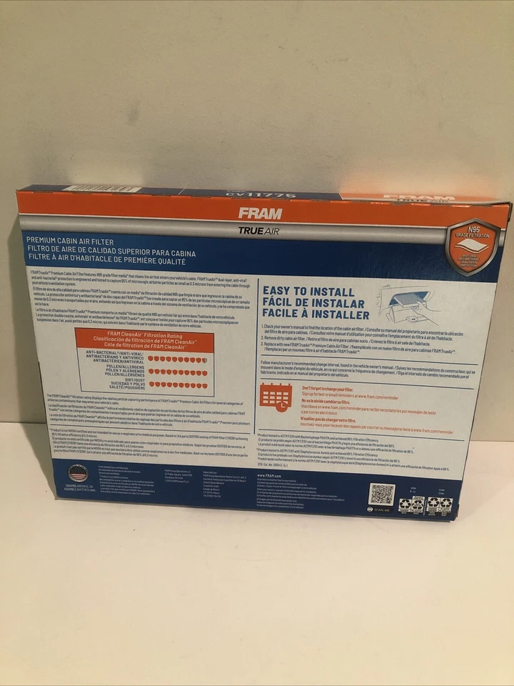 Filtro de aire de cabina FRAM CV11775 TrueAir Hepa para LINCOLN MKZ MKX FORD Edge Fusion Foto 2 de 4