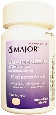 GUAIFEN 200MG TABLET 100CT MAJOR   guaifenesin ORAL TABLET 200 MG 