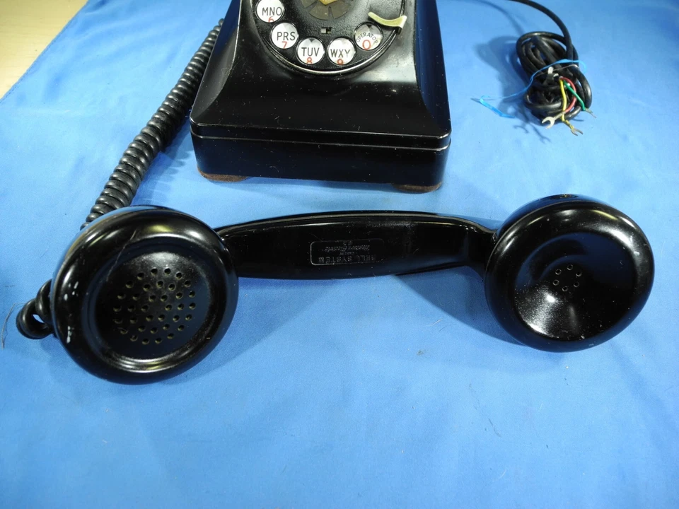 Teléfono eléctrico occidental vintage Bell System negro giratorio F2 teléfono de escritorio ** Foto 3 de 4
