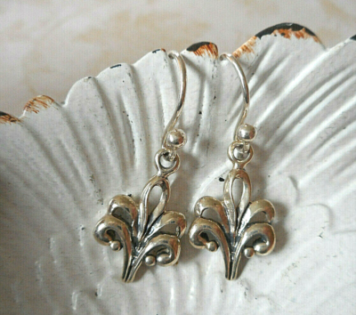 Barse Sterling Silver Fleur de Lis Dangle Earrings RE18Z1