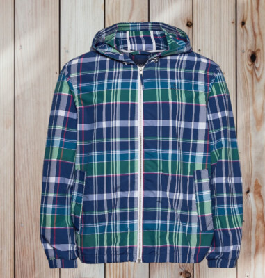 Gant Madras Check Lightweight Windbreaker Mantel Jacke blau Gr. XL UVP 250£