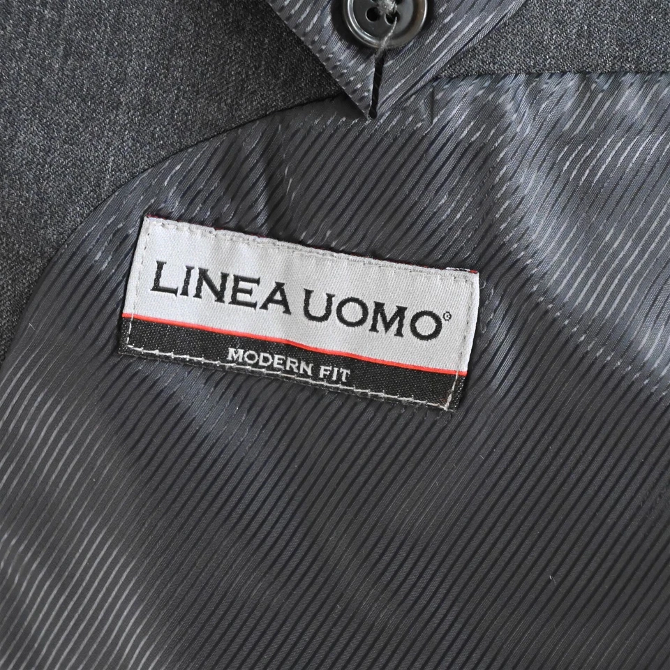 Linea Uomo Modern Fit 56R 48x30 Gray 100% Wool Mens Coat Jacket Pants Suit - Image 4 of 4