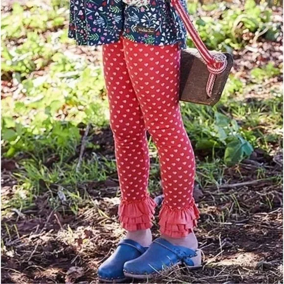 女孩 Matilda Jane Brilliant Daydream 红色 I Heart You 紧身裤 8 码全新无标签 — 第 2/4 张图片