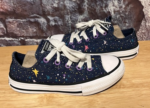 Converse Junior Chuck Taylor All Star Low Top Canvas Space Night Sky Sz 12 - Picture 5 of 8