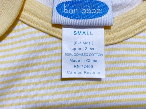 Bon BeBe 0-3 Months Baby Boy Yellow Striped Seahorse Short Sleeve Bodysuit NWT - Picture 6 of 11