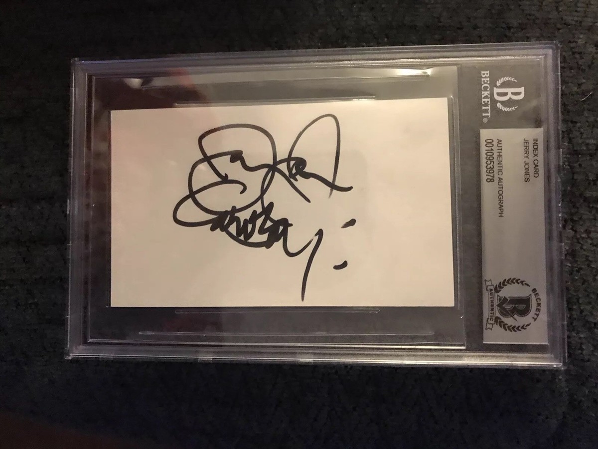 Jerry Jones BAS Beckett Authenticated Index Card Autographed