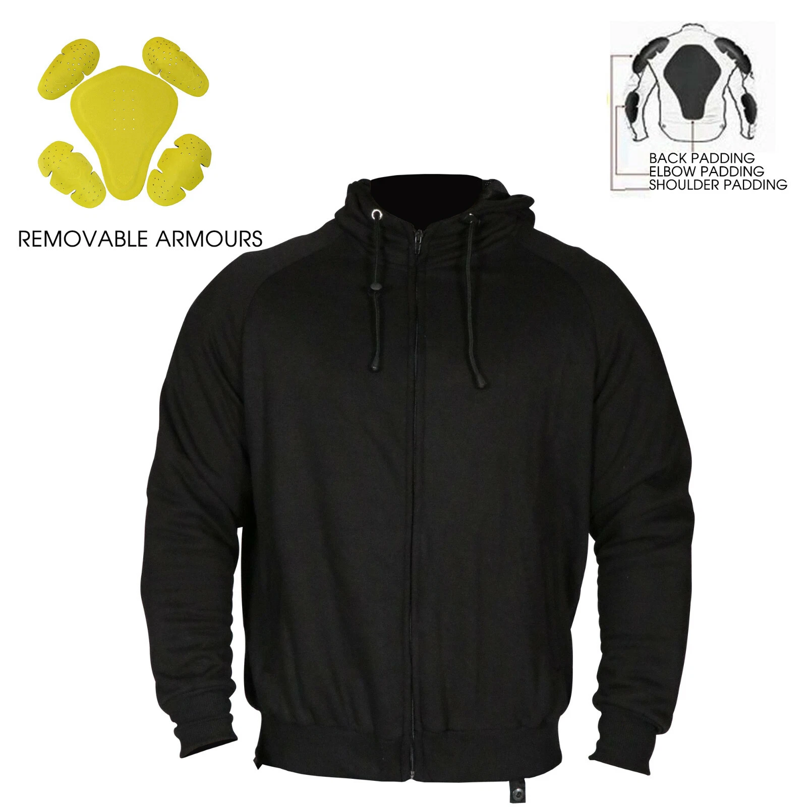 Motorcycle CE Armored Motorbike Hoodie Protective Fleece Zip up Jacket Lined