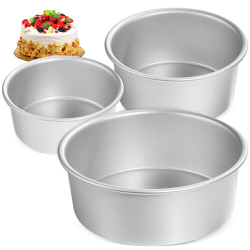 3pcs Cake Tins Baking Cake Pan Trays Round Cake Tins Chiffon Cake Aluminum Molds