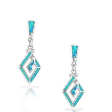 925 Sterling Silver Blue Simulated Opal Whirlpool Drop Dangle Earrings