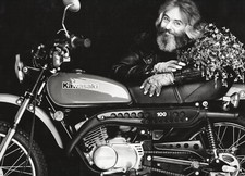 1980s Handsome Man On Kawasaki Bike Large Format Vintage Photo Los Angeles 11x14