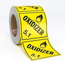 OXIDIZER 5.1 Hazard Shipping Inventory Labels, 4" x 4" - 1,500 Labels (READ 1st)