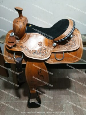 Western Pferdesattel Handmade Ranch Roper Ledersattel mit gratis passendem Set