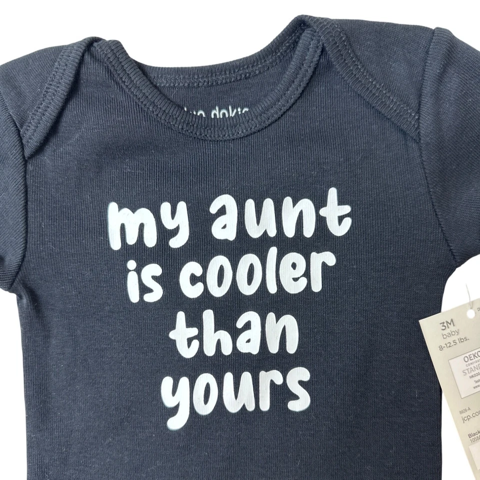 Body bebé Okie Dokie "My Aunt Is Cooler Than Yours" 3M negro - Nuevo Foto 3 de 4