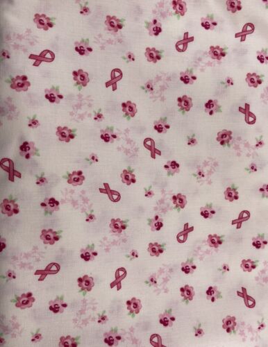 PINK Ribbon Floral 100% Cotton Fabric 1 Yard “Quilt Pink II” By Moda - Picture 1 of 6