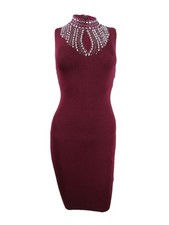 Marciano Women's Sleeveless Embellished Bodycon Dress (XS, Wine)