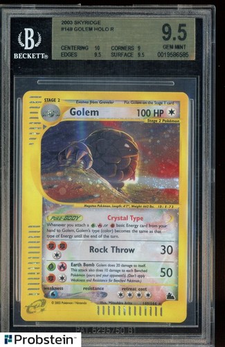 Pokemon BGS 9.5 2003 Skyridge Crystal Golem Holo w/ 10 Subgrade