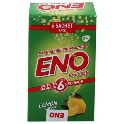 Eno Lemon Flavour Fruit Salt (6 Sachet of 5g Each) With Long Expiry & Free Ship