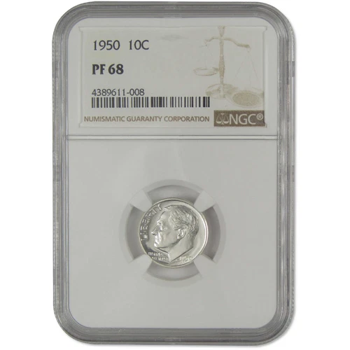 1950 Roosevelt Dime PF 68 NGC Silver Proof 10c Coin