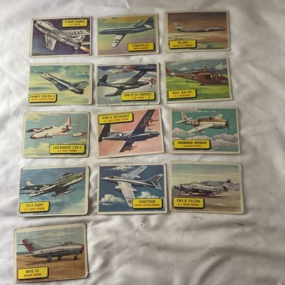 Vintage Topps Wings Airplane Trading Card Lot of 13 Blue Back Cards