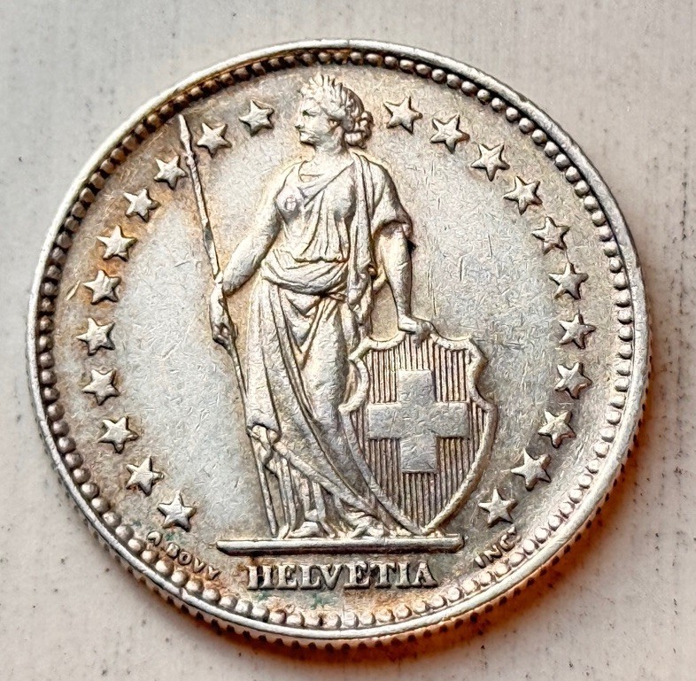 2 Franken Silber Helvetia stehend 1931