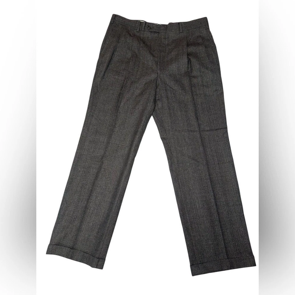 Pantalone elegante uomo Burberry vintage pied de poule plissettato 100% lana taglia 36X32