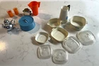 Lot of VTG BARBIE Kitchen Accessories, Corning ware, pitcher, tea pot, more