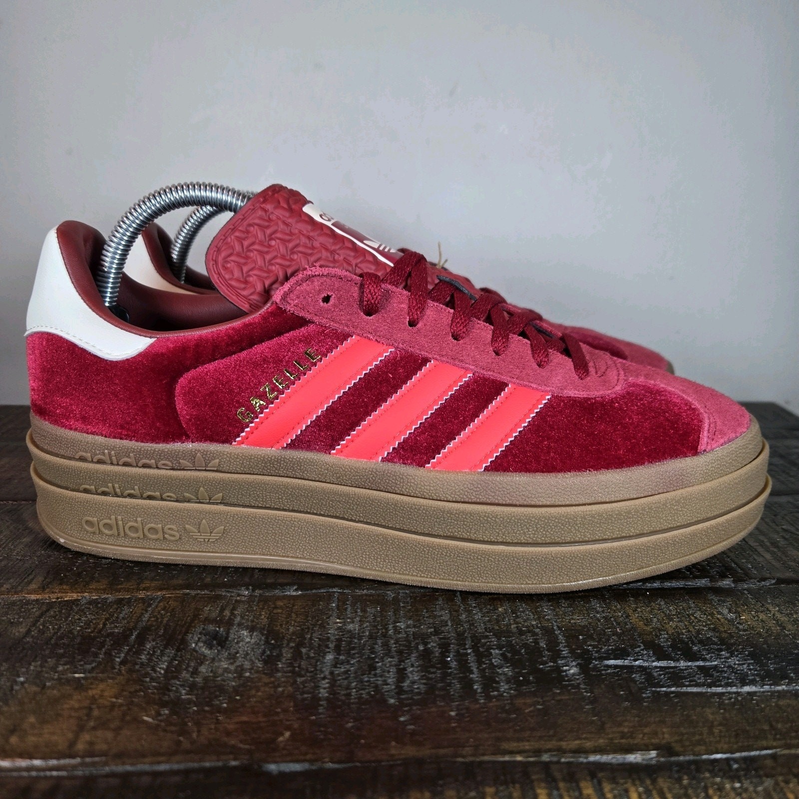 Adidas Gazelle Bold Womens Size 10.5 Platform Sneakers Shoes Red Brown IG4388