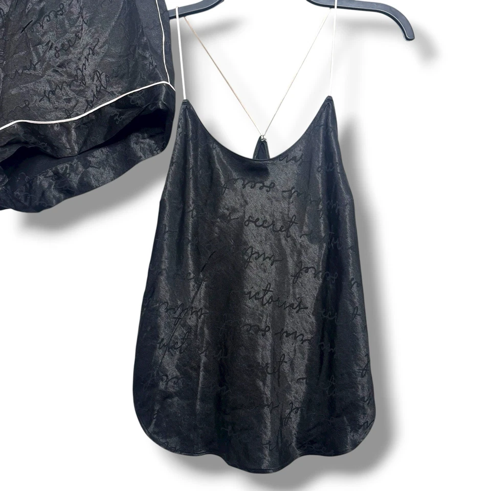 Conjunto de pijama negro Victoria's Secret satinado espalda cruzada cami para mujer logotipo mediano Foto 2 de 4