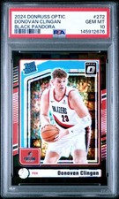 Donovan Clingan 2024-25 Donruss Optic #272 Black Pandora /15 (RC) PSA 10