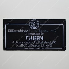 Queen News Of The World UK Tour 1978 EMI Party Invitation Drones London Invite