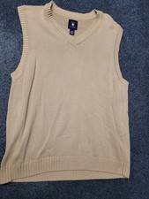 Ivy Crew Sweater Vest Mens XL Beige V Neck Cotton Knit Preppy Casual Pullover