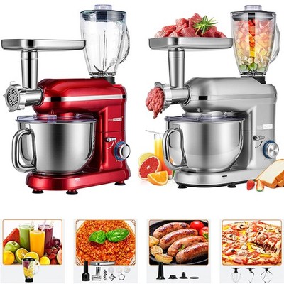 3-in-1 Stand Mixer 6QT Kitchen Food Mixer w/ Meat Grinder Blender Dough Hook