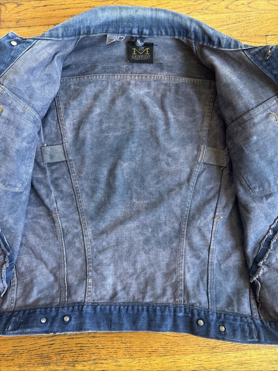 Maverick blue bell wrangler 44 USA製　L XL Vintage Maverick Blue Bell Destroyed Denim Jacket Vest