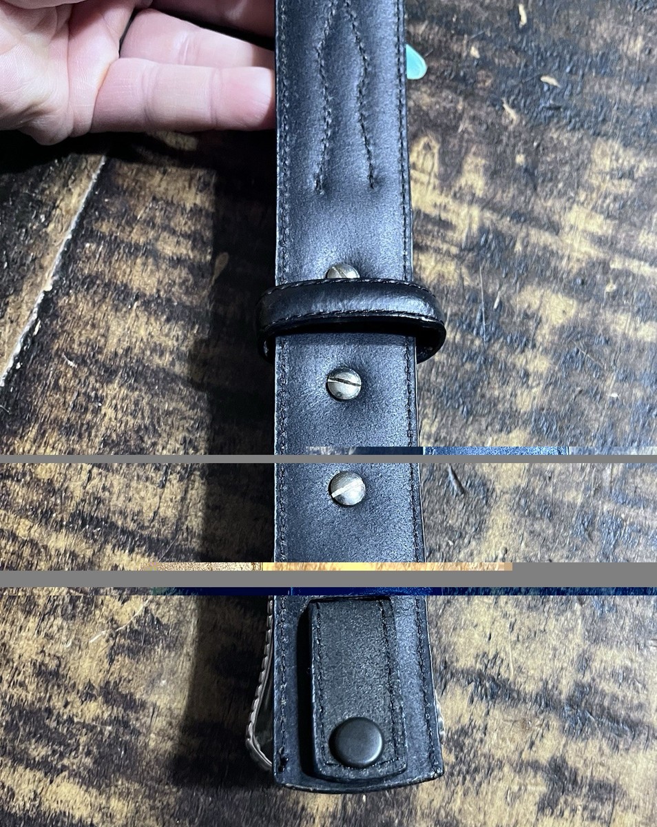 Vintage Nocona Black Leather Ranger Belt Size 32 Western 3pc Silver Buckle Set Western Leather Black Belts for Men for sale | eBay main image 3
