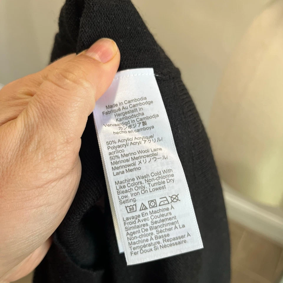 J. Suéter Crew Plus Size 3X mistura de lã merino preto manga longa gola alta  - Imagem 4 de 4