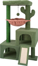 37.4" Cactus Cat Tree Tower with Twin Cat Condos for Indoor Cats, All-In-One Act