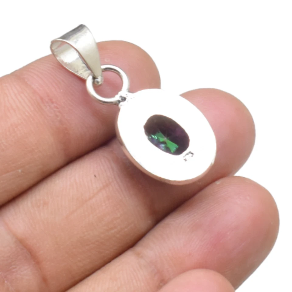 Mystic Topaz Gemstone Handmade 925 Sterling Silver Jewelry Pendant Size-1" - Image 2 of 4