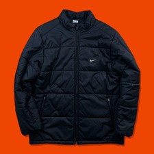 00s Y2K NIKE Puff Jacket Puffer Padded Insulation Black Drawcord Vintage