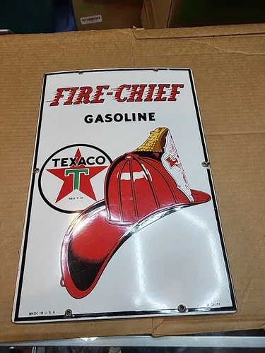 Vintage 1941 Texaco Fire-Chief Gasoline Pump Sign