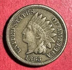 1863 US Copper Nickel Indian Head Cent! Choice VF Details! Civil War Days!