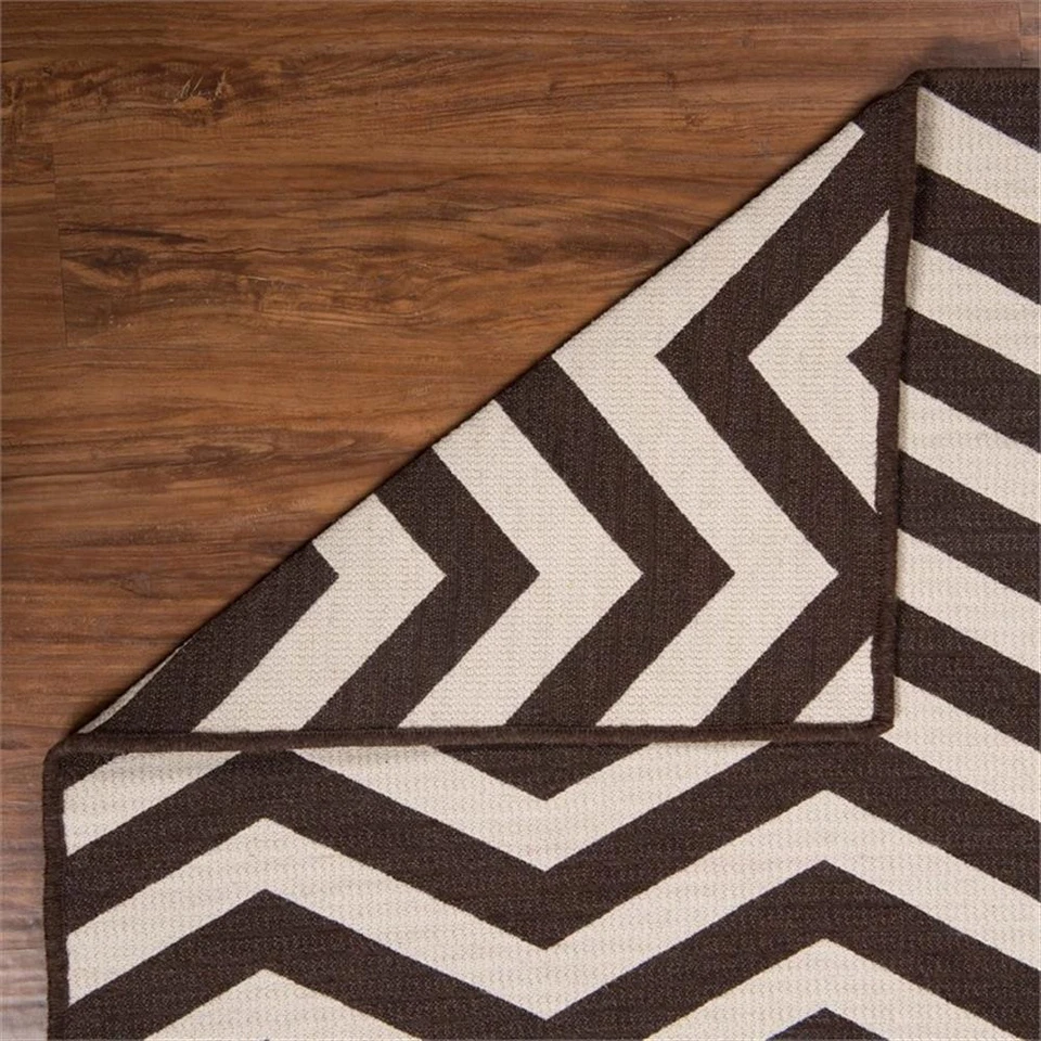 Alfombra Linon Salonika Chevron Reversible Tejida Lana 5'x8' en Marrón Foto 4 de 4