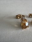 14k Yellow Gold Oval Citrine And Diamond Earrings — photo 4