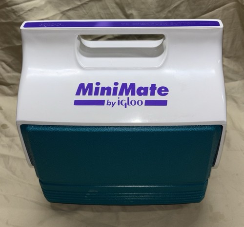 Vintage Retro 90’s MiniMate Cooler by Igloo Teal/Purple/White Made In USA