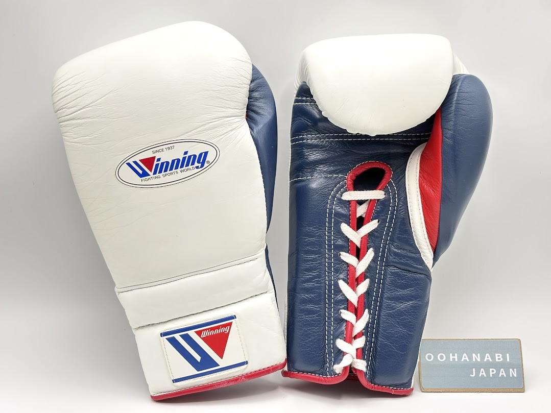 Winning Boxing Gloves 14oz Lace Up MS-500 Order Color White × Navy
