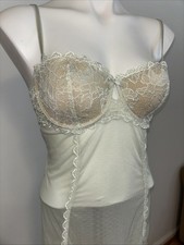 Vintage Y2K Victoria  s Secret Lace Mesh Babydoll Slip Green 36C Nightie 08  