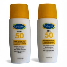 2x Cetaphil SUN Sheer Mineral Liquid Sunscreen for Face SPF 50 - 1.7oz Each